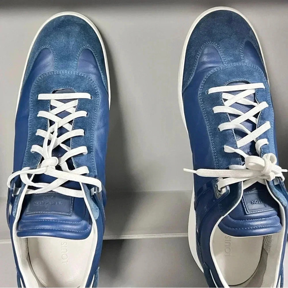 Louis Vuitton Blue Leather and Suede Low Top Sneakers Size US MENS12 - Picture 7 of 13
